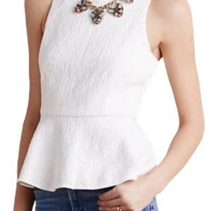 HD in Paris Anthropologie White Campenella Peplum Top - Size 4